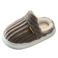 thumbnail image 1 of YAYUBA Slippers Kids Size 13,Winter Versatile Fashion Toddler Kids Boys Girls Warm Non- Indoor Home Slippers With Vertical Texture Design,9.5,Coffee, 1 of 4