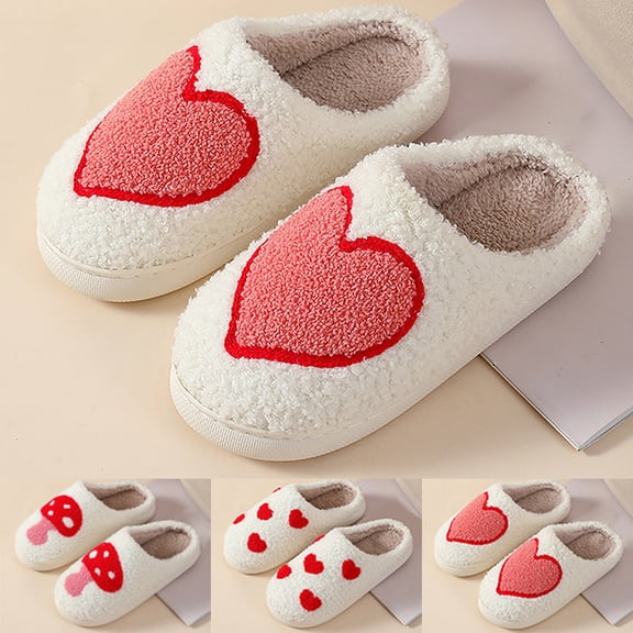 YAYUBA Slippers for Women Ladies Fashion Winter Insulation Closed Toe Flat Bottom Soft Slippers Valentines Day Gifts for Her