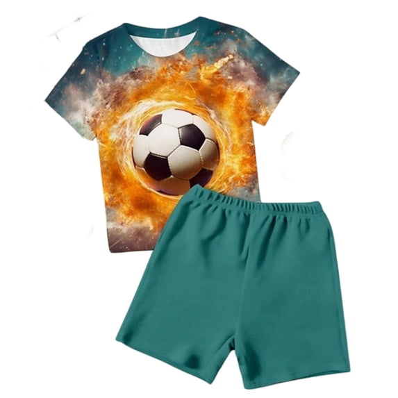 YAYUBA Soccer for Boys Girls Youth Kids Football Training Uniform Sport Team Shirt and Shorts 2 Piece Size 9-10 Years
