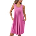 thumbnail image 1 of YAYUBA Summer Dresses for Women 2026 Ladies Fashion Casual Loose Solid Color With Pocket Floral Travel Summer Dress, 1 of 7