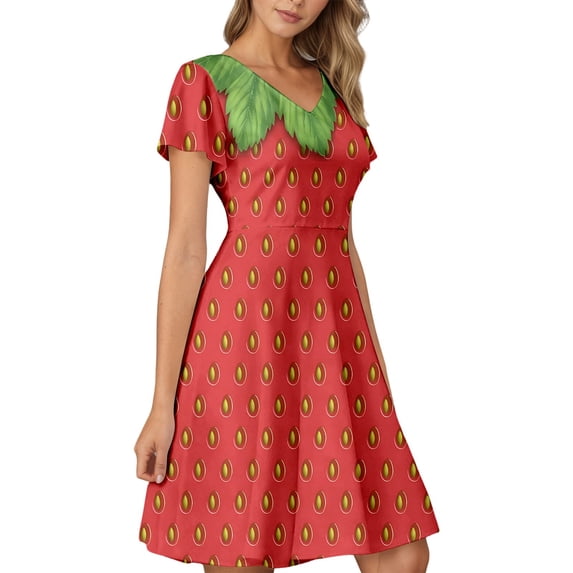YAYUBA Summer Dresses for Women Fun Fruit Outfit 2026 Short Sleeve Casual Floral Tiered Swing Vacation Mini Dress