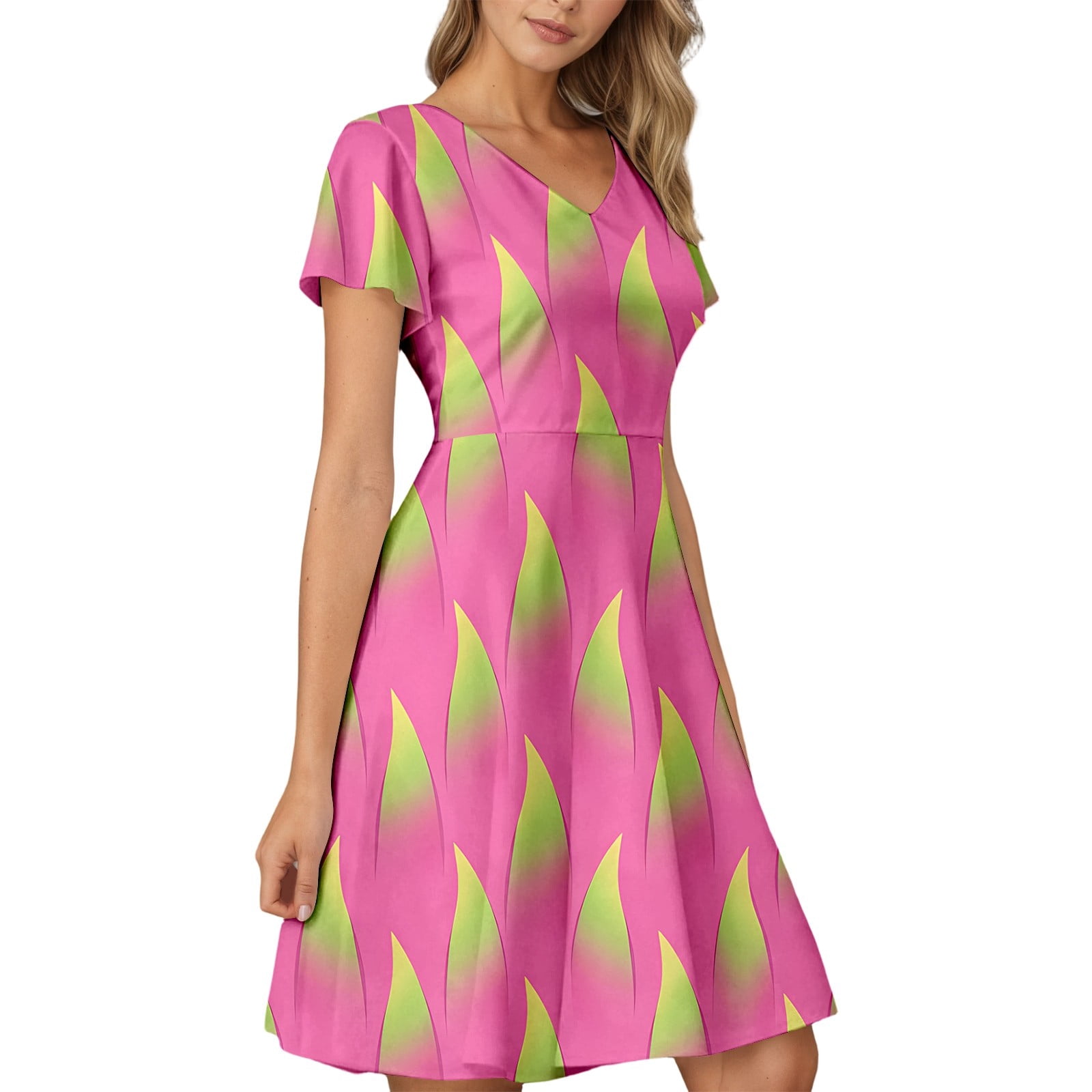 fun casual summer dresses YAYUBA Summer Dresses for Women Fun Fruit Outfit 2026 Short Sleeve Casual  Floral Tiered Swing Vacation Mini Dress