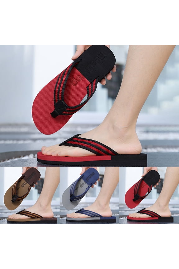 Summer Sandals Brown,foreign Trade Flip Flops for Men Beach Slippers for Men Summer Non External Wearing With Toe