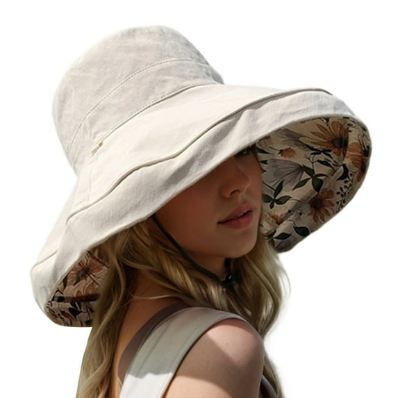 YAYUBA Sun Hats for Women Men Wide Brim Beach Hat Summer Outdoor Casual Sun Hat Adjustable Comfortable Lightweight,Beige