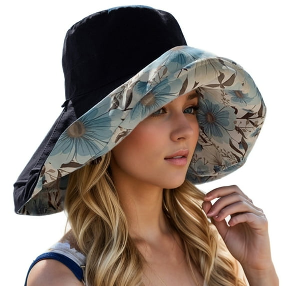 YAYUBA Sun Hats for Women Men Wide Brim Beach Hat Summer Outdoor Casual Sun Hat Adjustable Comfortable Lightweight,Black