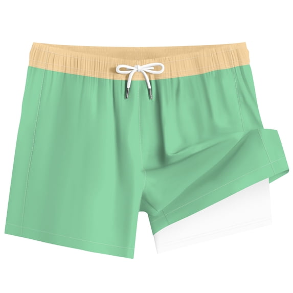 YAYUBA Swim Trunks Men 2 In 1 Liner Compression Quick Dry Breathable Elastic Waist Drawstring Anti-Chafe Bathing Suits Loose Stretch Lined Beach Swimming Shorts for Men