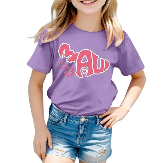 YAYUBA T-Shirts for Girls 11-12 Letter Graphic Printed Round Neck Back To School Short Sleeve T-Shirt Fashion Casual Sports T-Shirt Preppy T Shirt for Boys and Girls, 10-11 Years, Purple