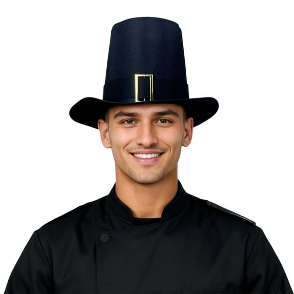 YAYUBA Thanksgiving Hats Black Pilgrim Felt Hat Thanksgiving Novelty Black Top Hat for Thanksgving Party Accessory