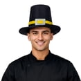 thumbnail image 1 of YAYUBA Thanksgiving Hats Black Pilgrim Felt Hat Thanksgiving Novelty Black Top Hat for Thanksgving Party Accessory, 1 of 4