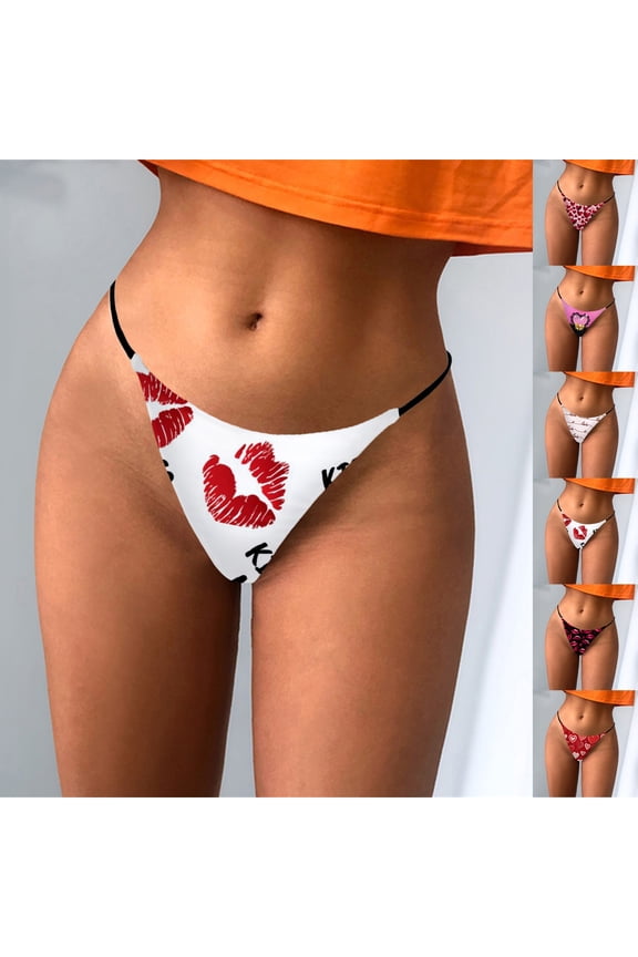Thongs for Women Funny Prints G-String Soft Underwear T-back Panties Valentines Day Gifts