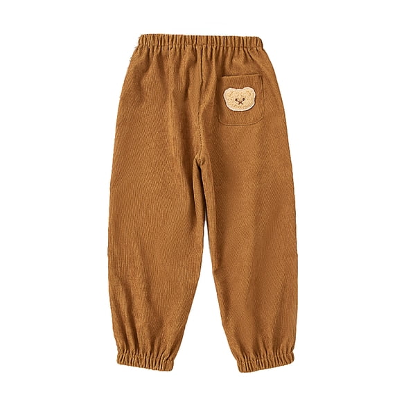 YAYUBA Toddler Boys Corduroy Baggy Wide Leg Pants | boys fall harem pants, kids winter casual loose sweatpants, elastic waist long trousers, Brown, 6-7 Years
