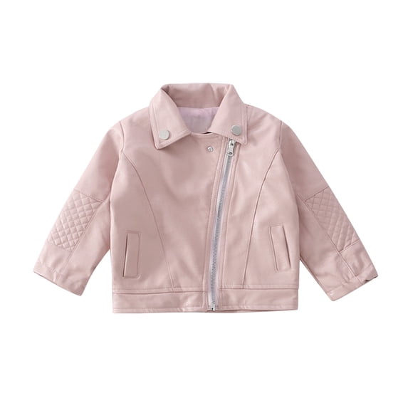 YAYUBA Toddler Boys Girls Motorcycle Leather Jackets Coat Winter Outwear Size 12-18 Months, Pink