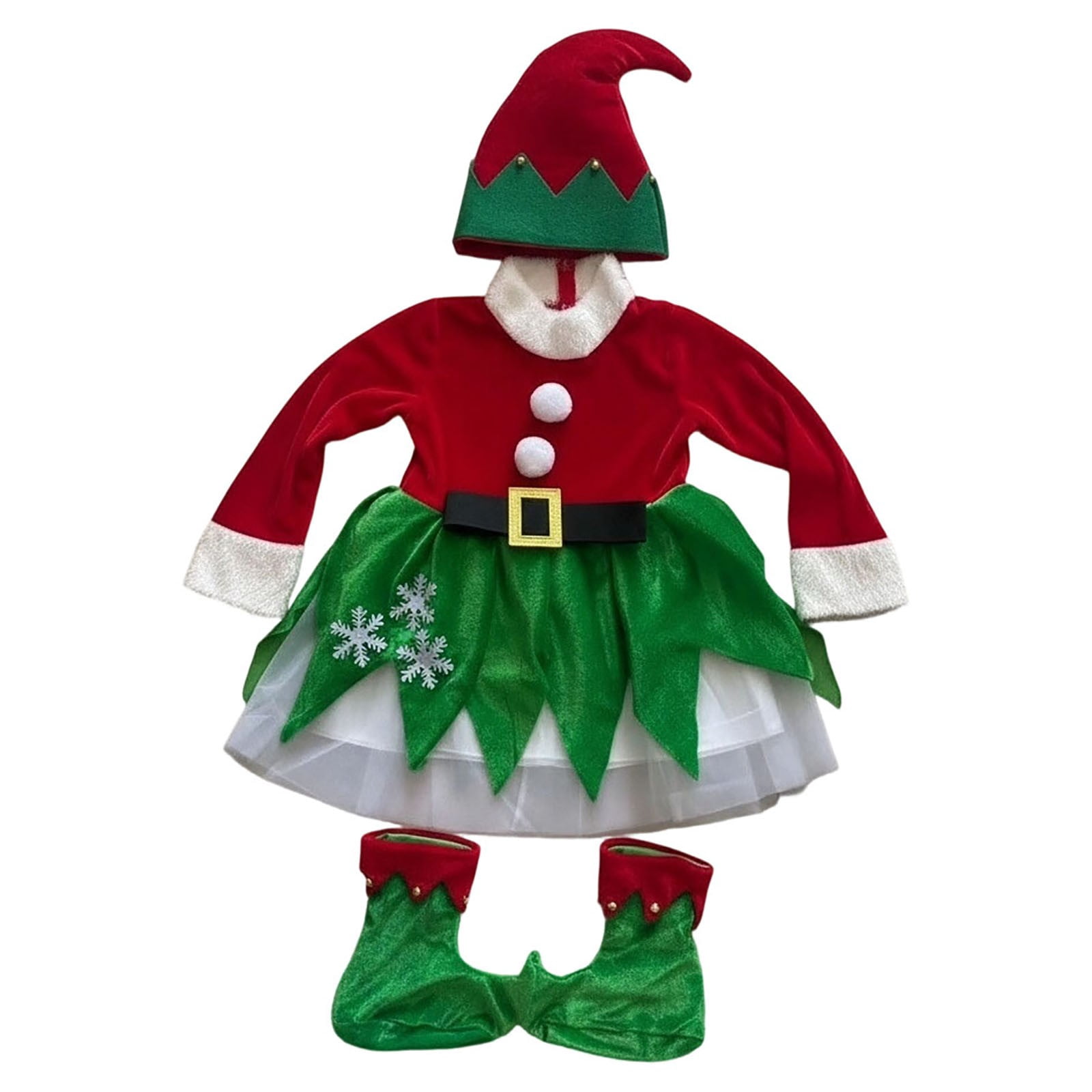YAYUBA Toddler Christmas Dress Elf Outfits for Girls Christmas Holiday ...