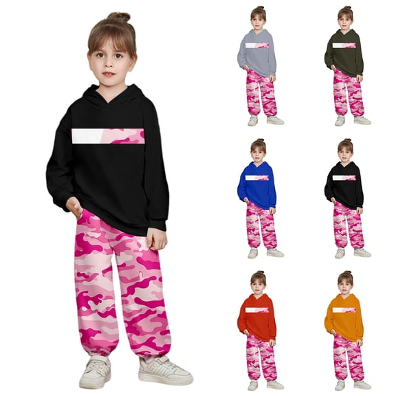 YAYUBA Toddler Girl Outfits(11-12 T∣Army Green),Boys Winter Camo Print Hooded Sweatshirt and Pants Loose Fit Casual Playwear Set for Toddler Kids Youth Outfits Fall Outfits