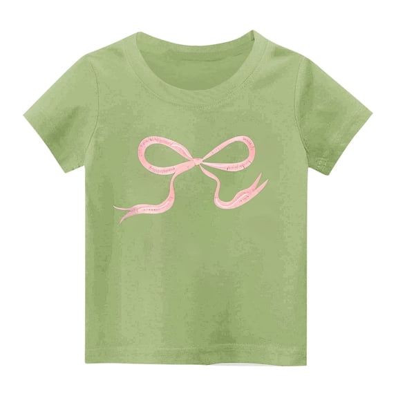 YAYUBA Toddler Girl Tops 5t Letter Graphic Printed Crew Neck Back To School Short Sleeve T Shirts Trendy Gentleman Tops Preppy Toddler Clothes for Girls, 10-11 Years, Green