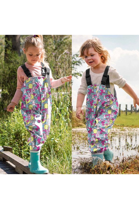 Toddler Kids Boys Girls Rain Dungarees Windproof Waterproof Mud Jumpsuit Clothes, Multicolor, 4-5 Years