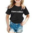 thumbnail image 1 of YAYUBA Toddler Shirt Girls 5t Graphic T-Shirts Crew Neck Back To School Short Sleeve T-Shirt Fashion Tee Tops Preppy Summer Clothes for Girls, 12-13Years, Black, 1 of 4