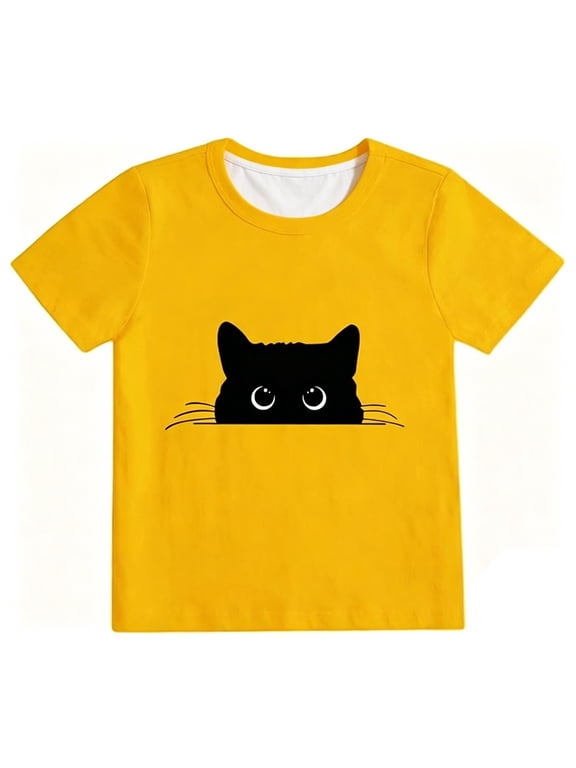 Toddler Shirts for Girls 5t Graphic T-Shirts Round Neck Back To School T Shirt Cotton Vacation Tops Preppy Shirts for Kids, 10-11 Years, Yellow