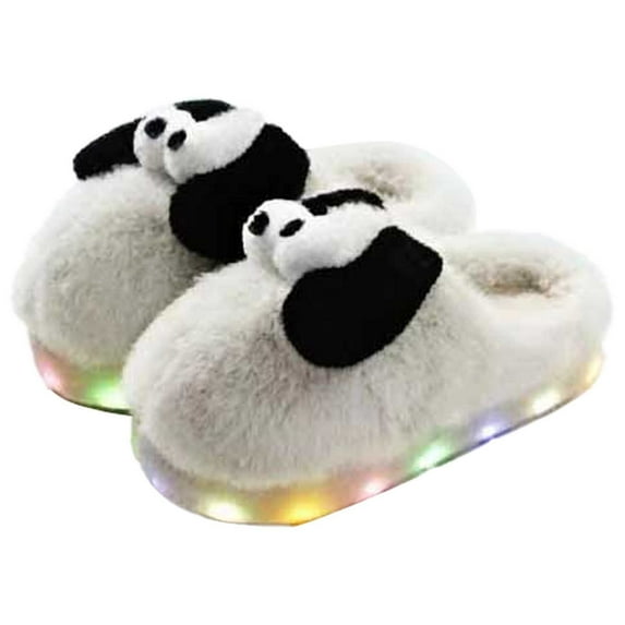 YAYUBA Toddler Slippers Size 4,Boys Cartoon Winter Slippers Thick Warm Soft Cozy Indoor Footwear For Kids Home Comfort,7-8 Years,White