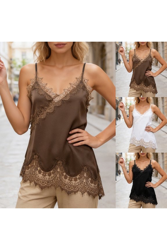 Tops for Women Lace Camisole Sleeveless Blouse Elegant Hollow Out Yoke Boho Top Cute Trendy Going Out Tops