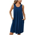 thumbnail image 1 of YAYUBA Tropical Dresses for Women Ladies Fashion Casual Loose Solid Color With Pocket Tropical Dresses for Women, 1 of 7