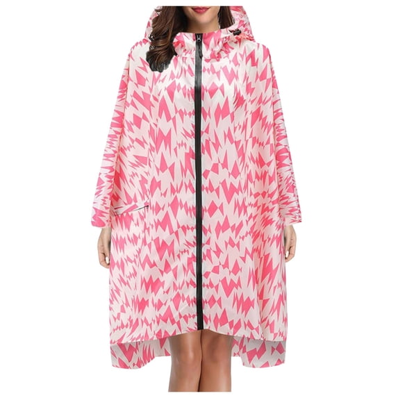 YAYUBA Unisex Fashion Rain Jacket Coat Hooded Raincoat For Adults Teens With Pockets,Hot Pink