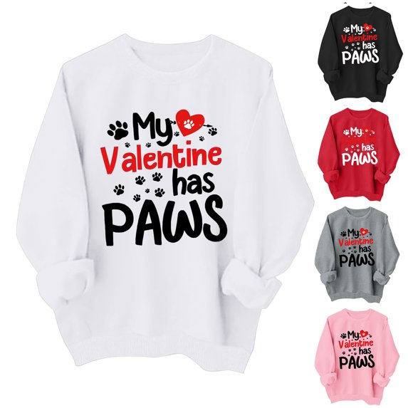 YAYUBA Valentines Sweatshirts for Women Love Heart Graphic Pullover Crewneck Long Sleeve Tops Valentine's Day Sweatshirt