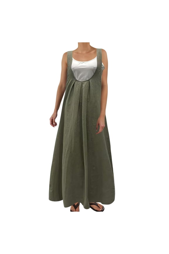 Wedding Dress Bohemian Style Summer Long U Shaped Collar Vest Skirt Loose Waist Princess Skirt Beach Maxi Dress