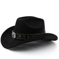 thumbnail image 1 of YAYUBA Western Cowboy Hat for Men and Women - Elegant Suede Panama Hat Adjustable Soft Cowgirl Hat for Outdoor Activities with Wide Edge,Black, 1 of 2