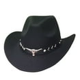 thumbnail image 1 of YAYUBA Western Cowboy Hat for Men and Women - Elegant Suede Panama Hat Adjustable Soft Cowgirl Hat for Outdoor Activities with Wide Edge,Black, 1 of 3
