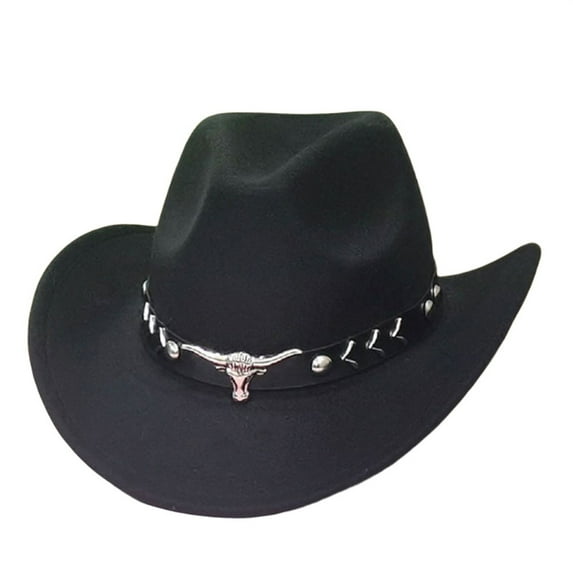YAYUBA Western Cowboy Hat for Men and Women - Elegant Suede Panama Hat Adjustable Soft Cowgirl Hat for Outdoor Activities with Wide Edge,Black