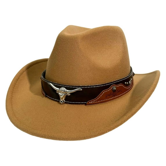 YAYUBA Western Cowboy Hat for Men and Women - Elegant Suede Panama Hat Adjustable Soft Cowgirl Hat for Outdoor Activities with Wide Edge,Khaki