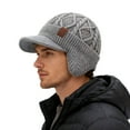 thumbnail image 1 of YAYUBA Winter Beanie with Brim and Ear Flaps, Outdoor Warm Lined Knit Hat Stocking Caps for Men Women, 1 of 4