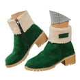 thumbnail image 1 of YAYUBA Winter Boots for Women, Comfortable Side Zipper Mid Heel Suede Warm Snow Ankle Boot Outdoor Party Shoes Size 9.5 Green, 1 of 6