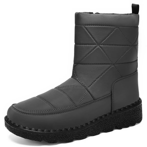 YAYUBA Winter Boots for Women Grey Women's Winter Mid Calf Boots with Insulated Comfort and Traction Sole Design for Cold Weather