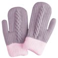 thumbnail image 1 of YAYUBA Winter Gloves Women,Double Layer Winter Knitted Mittens for Warmth Soft Thermal Insulated Windproof in Cold Weather Conditions,Purple, 1 of 3