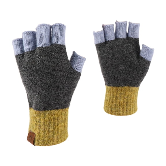 YAYUBA Winter Gloves Women,Winter Thermal Fingerless Mittens for Outdoor Activities Cold Weather Knitted Half Finger Design Warm Touchscreen Compatible Gloves,Blue