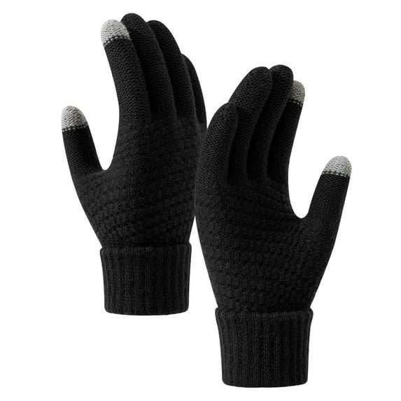 YAYUBA Winter Gloves,Women Winter Thermal Riding Gloves Knitted Wool Mittens for Cold Weather And Warmth Comfort,Black