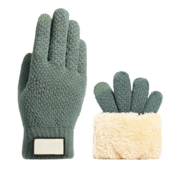 YAYUBA Winter Touchscreen Wool Gloves: 100% Merino Wool Gloves for Women Men Cold Weather Thermal Warm Knit Fleece Lined,Green