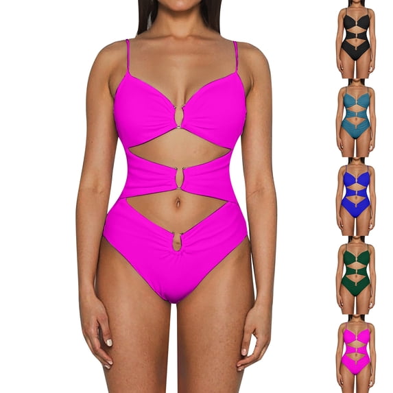 YAYUBA Women'S Bathing Suit Halterneck U Buckle Solid Color Monokini Swimsuit for Women Bathing Suit Beach Vacation 2026