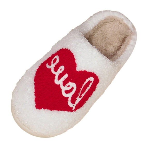YAYUBA Women Slippers Winter Valentine's Day Cotton Slippers Indoor Home Couple Plush Warm Slippers Winter