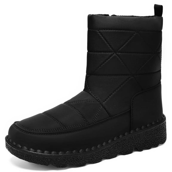 YAYUBA Women Snow Boots Black Women's Winter Mid Calf Boots with Insulated Comfort and Traction Sole Design for Cold Weather