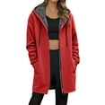 thumbnail image 1 of YAYUBA Women's Fleece Zip Up Hoodie Warm and Cozy Sherpa Lined Sweatshirt Winter Hoodie Jackets for Women with Pockets With Pocket,Red,S, 1 of 5