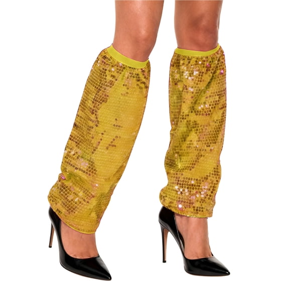 YAYUBA Women's Glitter Sequin Leg Warmers Sparkly Long Knee High Leg Sleeve Socks for Party 80s Dance Accessories