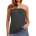 thumbnail image 1 of YAYUBA Women's Summer Tube Tops Casual Strapless Tops Loose Sleeveless Going Out Bandeau Tank Shirts, Grey, S, 1 of 5