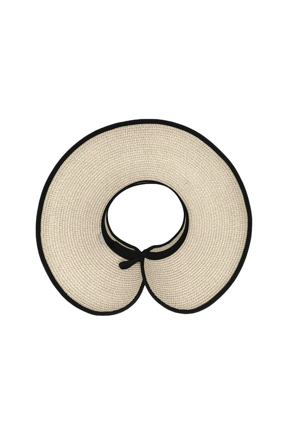 Women's Sun Hats Summer Cycling Sun Hats Foldable Straw Beach Hats Wide Brims Roll Up Sun Hats,Beige