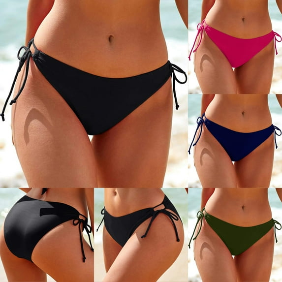 YAYUBA Women's Tie Side Bikini Bottoms Mid Rise String Bathing Suits Bottom Beach Vacation 2026