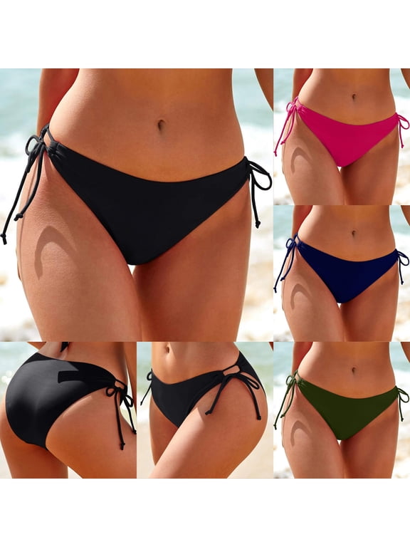 Women's Tie Side Bikini Bottoms Mid Rise String Bathing Suits Bottom Beach Vacation 2026