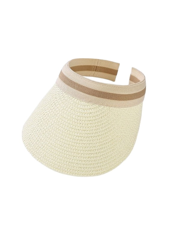Women's Woven Sliding Sunshade Men's Adjustable Hat Sports Sunshade,White