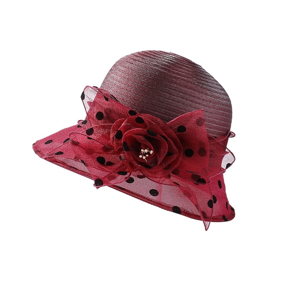 YAYUBA Womens Dress Hat Wide Leaf Flower Bridal Shower Hat Sun Hats Beach Hat,